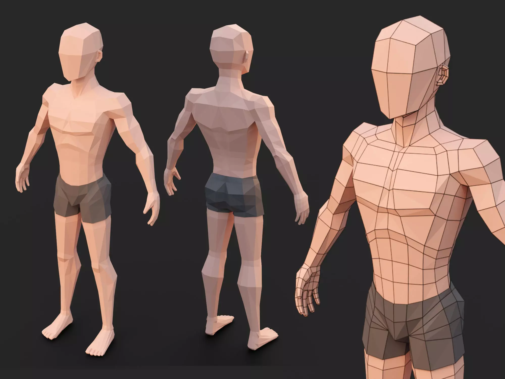 Low poly man Low-poly 3D model_0