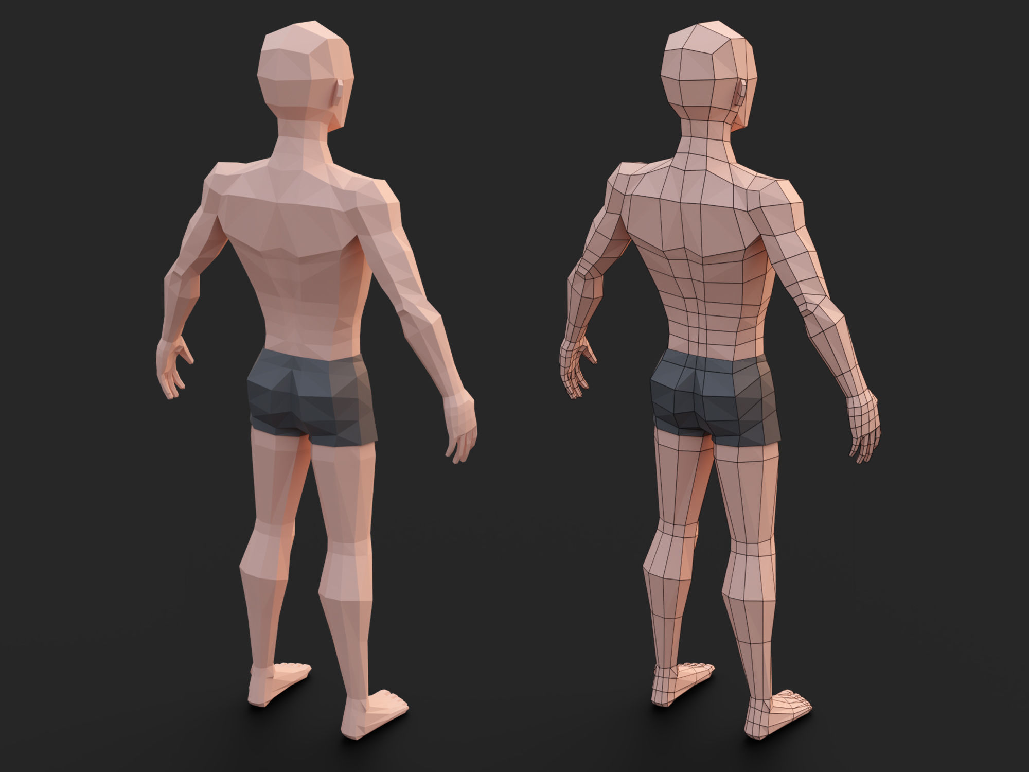 Low poly man Low-poly 3D model_2