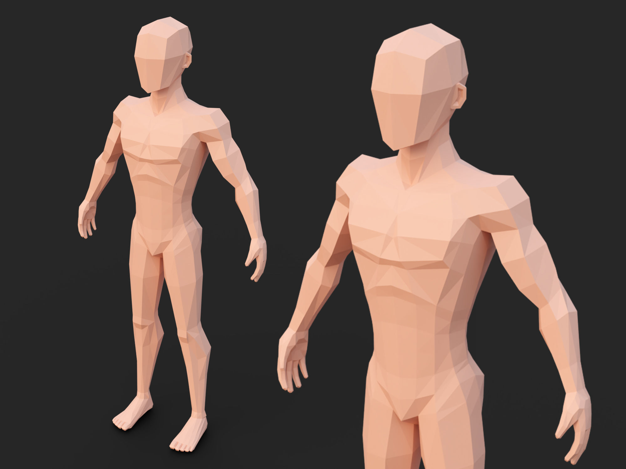 Low poly man Low-poly 3D model_3