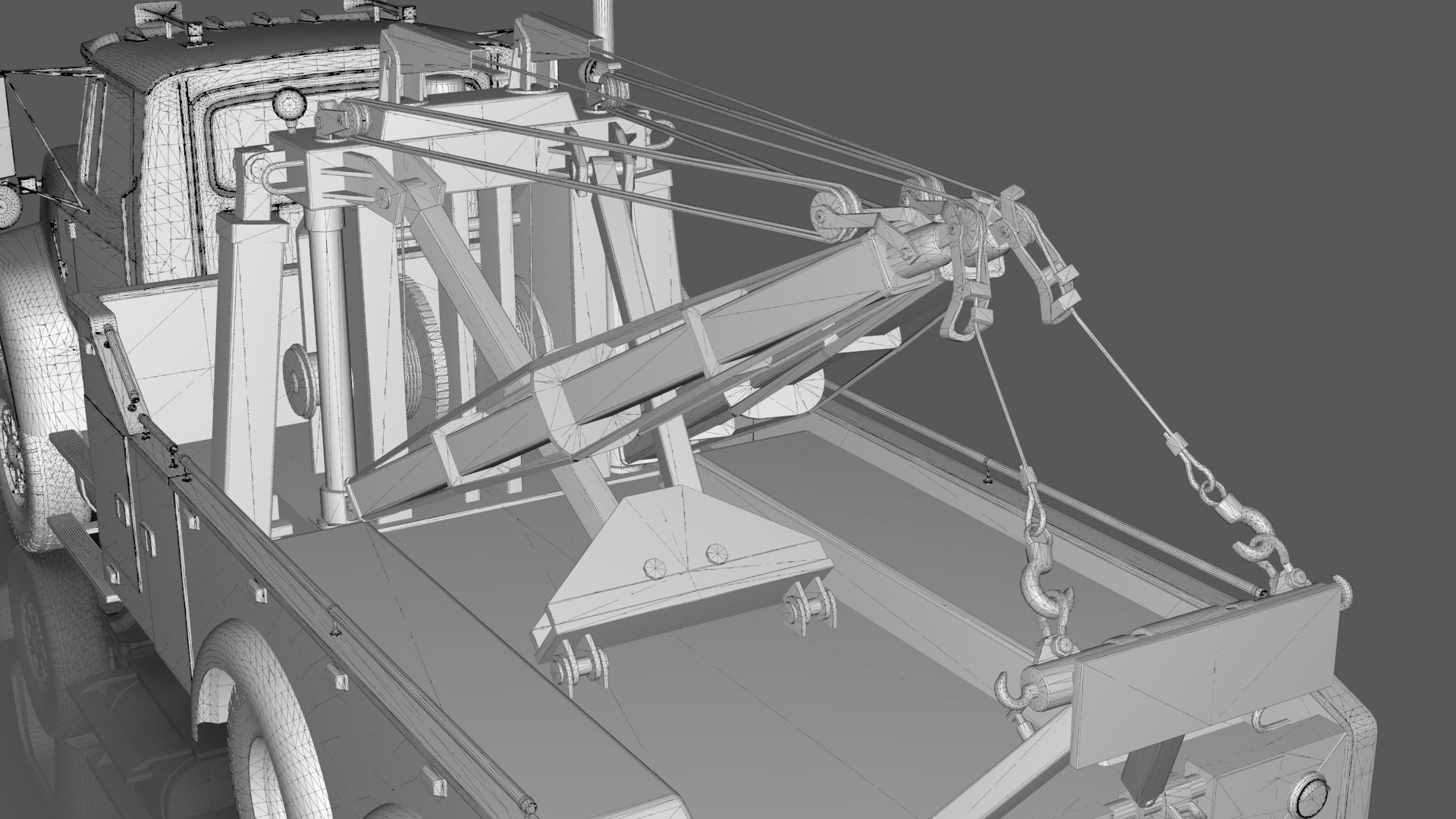 L9000 Tandem Axle Tow Truck 3D Model with Holmes 850 Wrecker 3D model_24