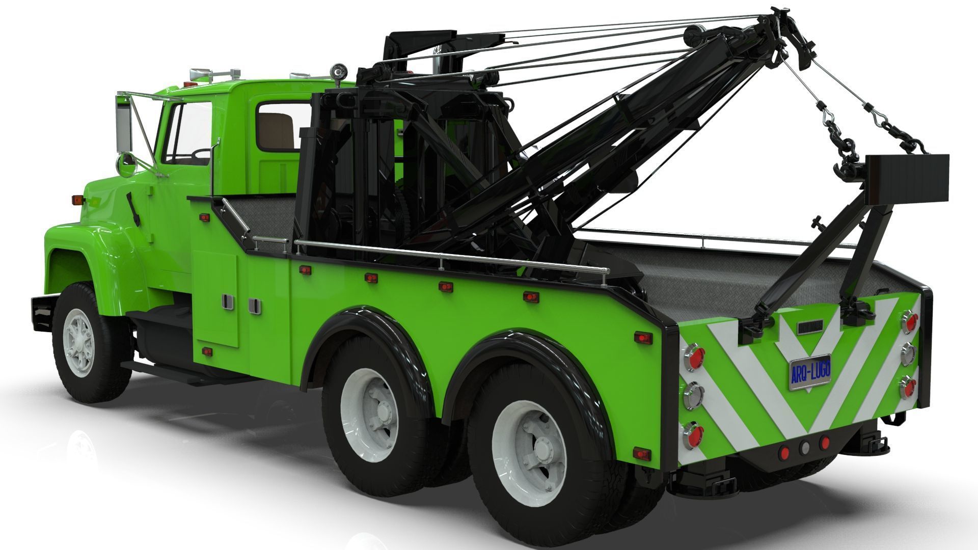 L9000 Tandem Axle Tow Truck 3D Model with Holmes 850 Wrecker 3D model_13