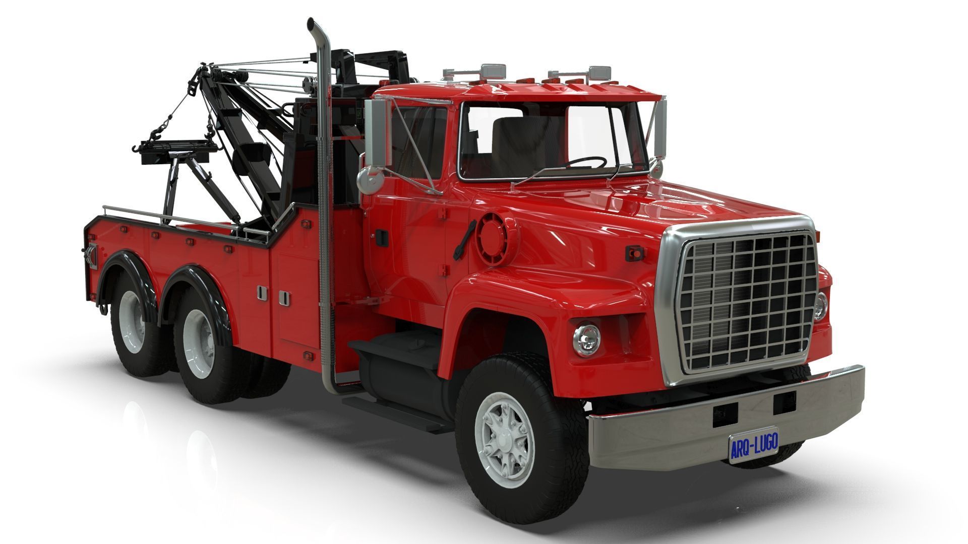 L9000 Tandem Axle Tow Truck 3D Model with Holmes 850 Wrecker 3D model_10