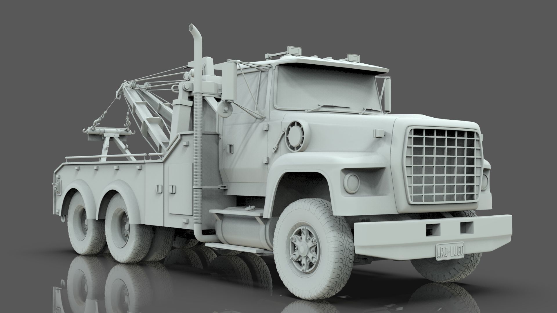 L9000 Tandem Axle Tow Truck 3D Model with Holmes 850 Wrecker 3D model_15