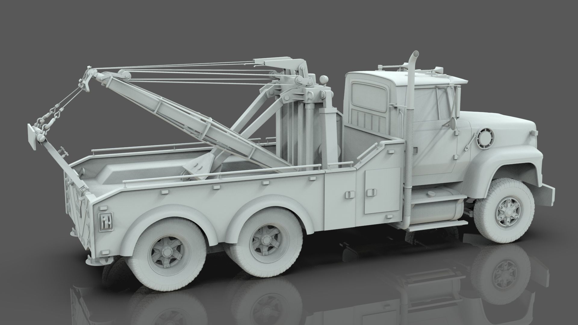 L9000 Tandem Axle Tow Truck 3D Model with Holmes 850 Wrecker 3D model_18