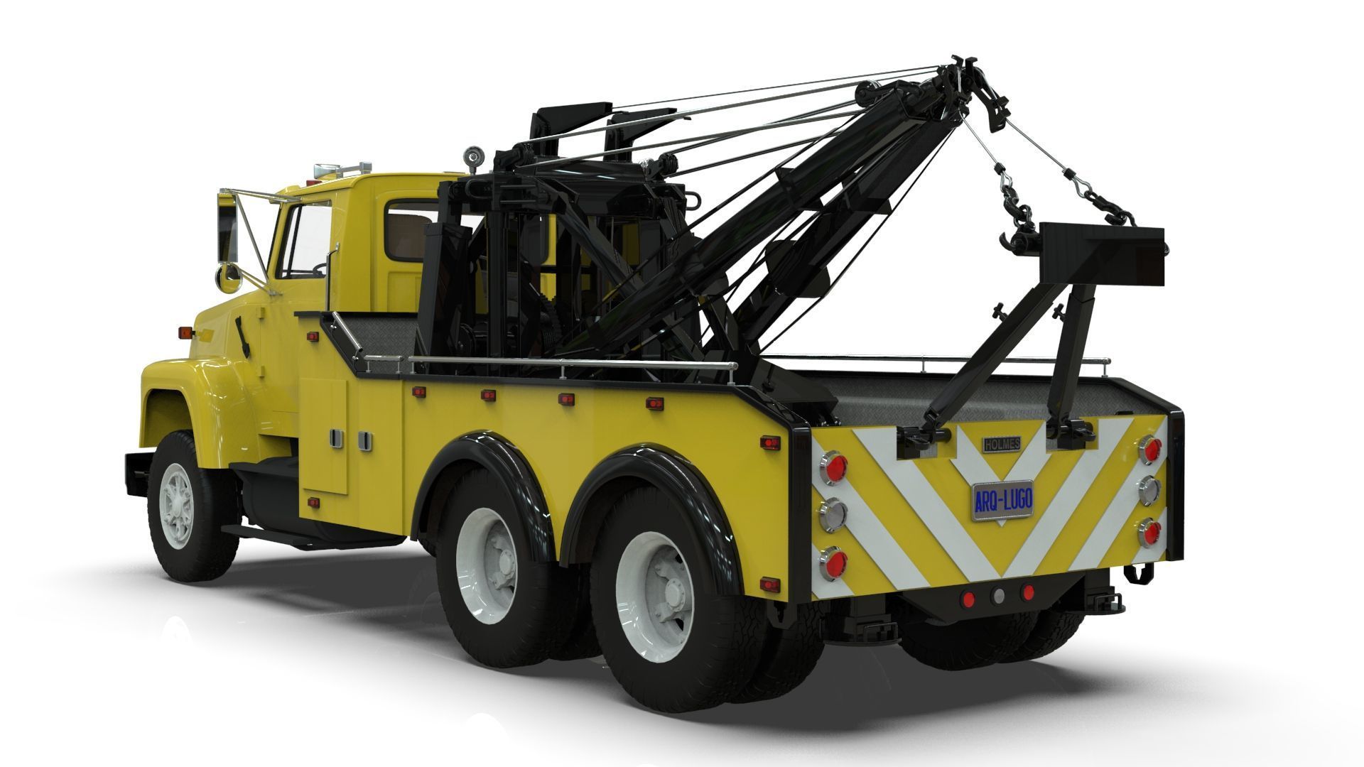 L9000 Tandem Axle Tow Truck 3D Model with Holmes 850 Wrecker 3D model_3