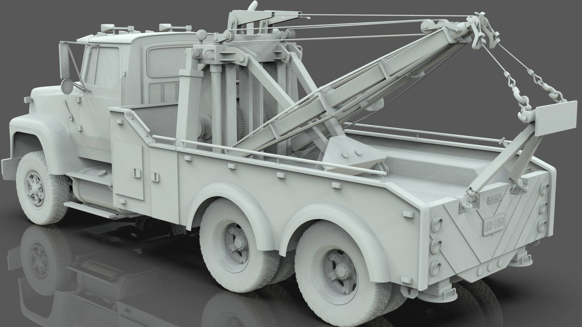 L9000 Tandem Axle Tow Truck 3D Model with Holmes 850 Wrecker 3D model_17
