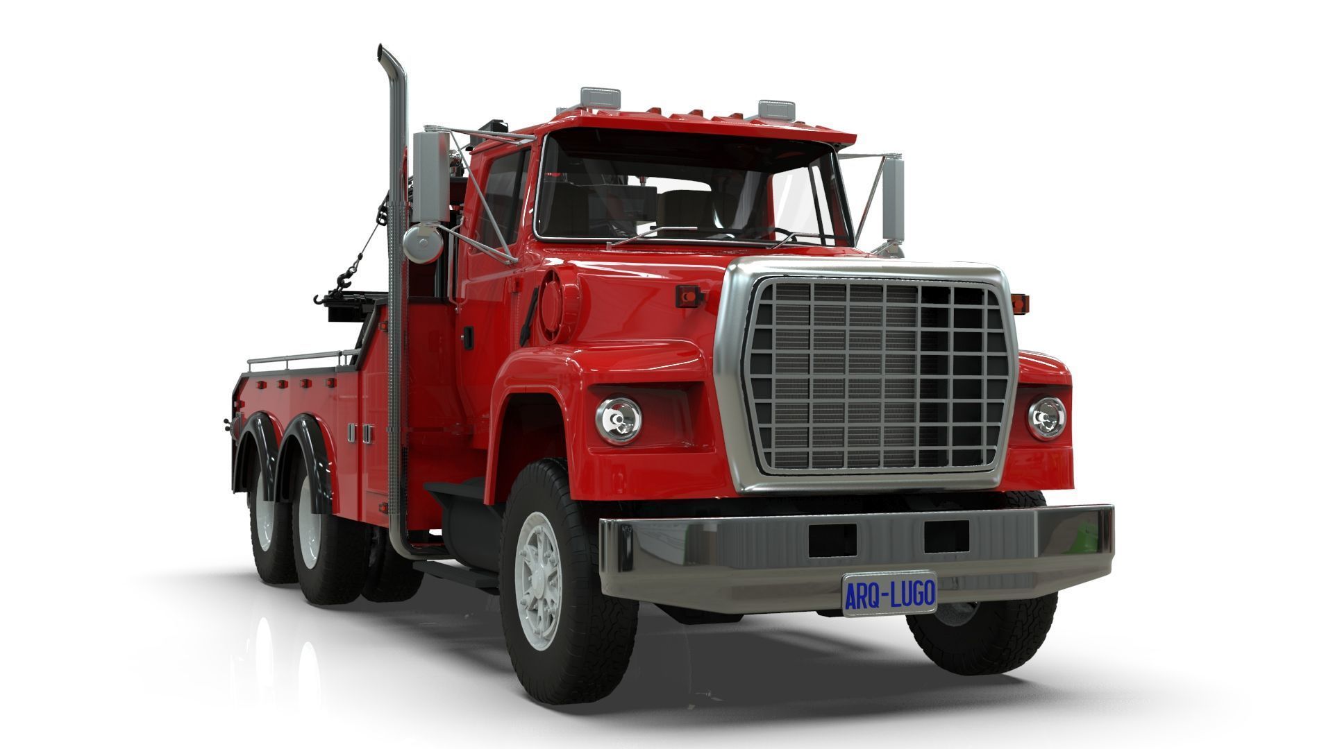 L9000 Tandem Axle Tow Truck 3D Model with Holmes 850 Wrecker 3D model_11