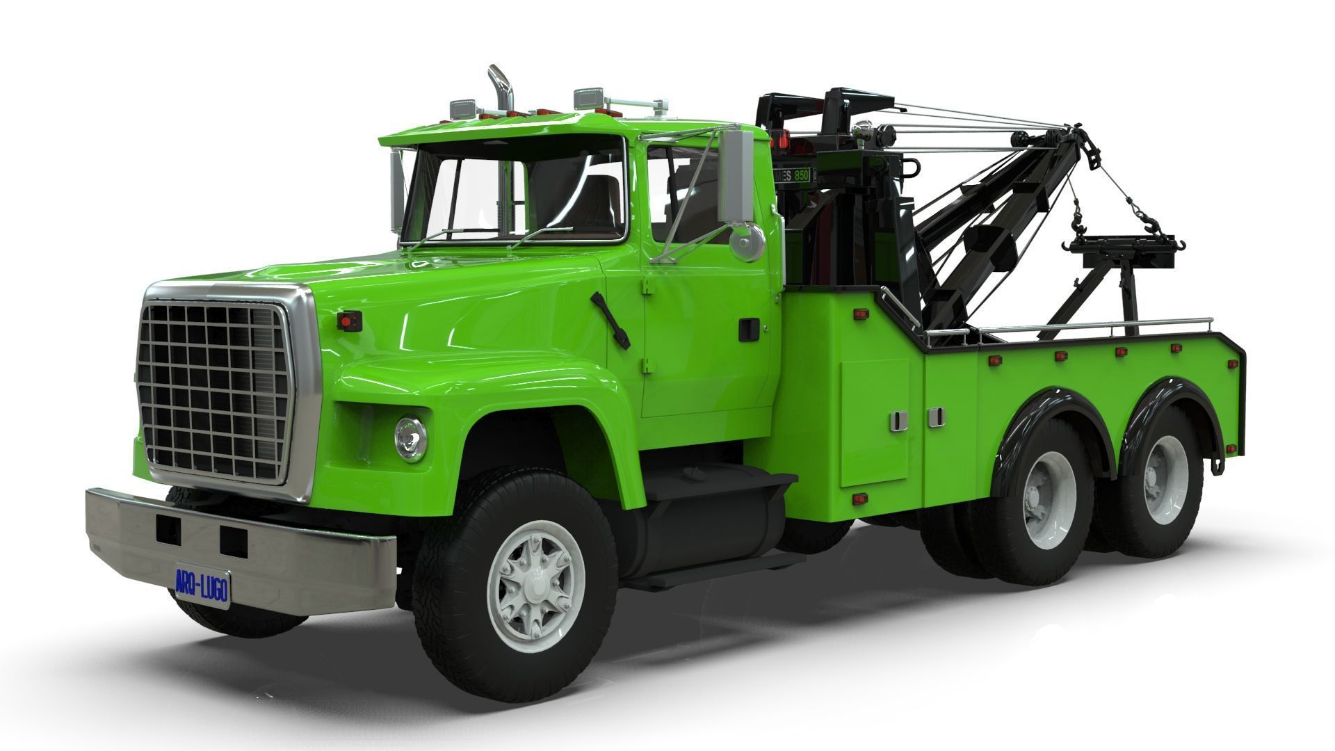 L9000 Tandem Axle Tow Truck 3D Model with Holmes 850 Wrecker 3D model_12