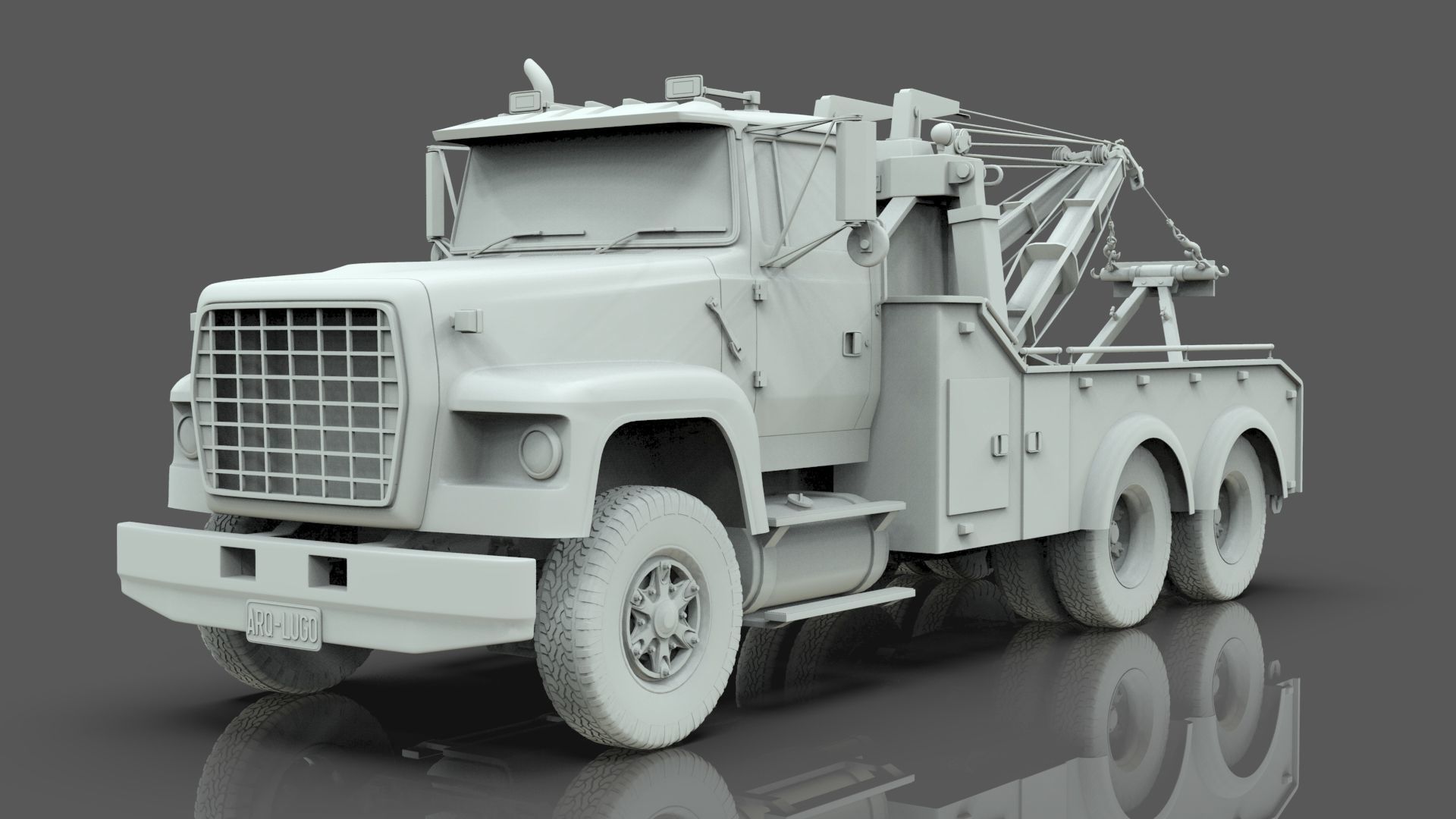 L9000 Tandem Axle Tow Truck 3D Model with Holmes 850 Wrecker 3D model_16
