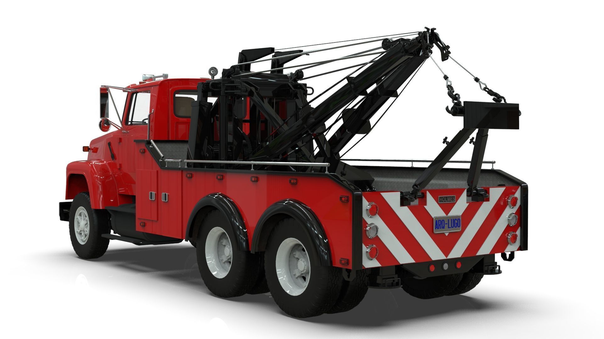 L9000 Tandem Axle Tow Truck 3D Model with Holmes 850 Wrecker 3D model_8