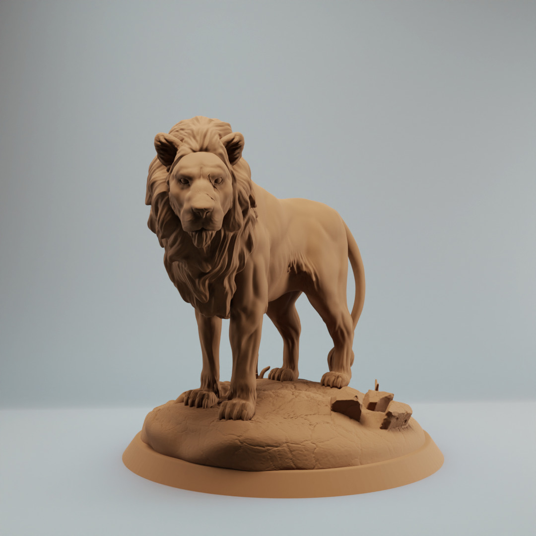 Lion standing male lion model pre supported 3D print model_1
