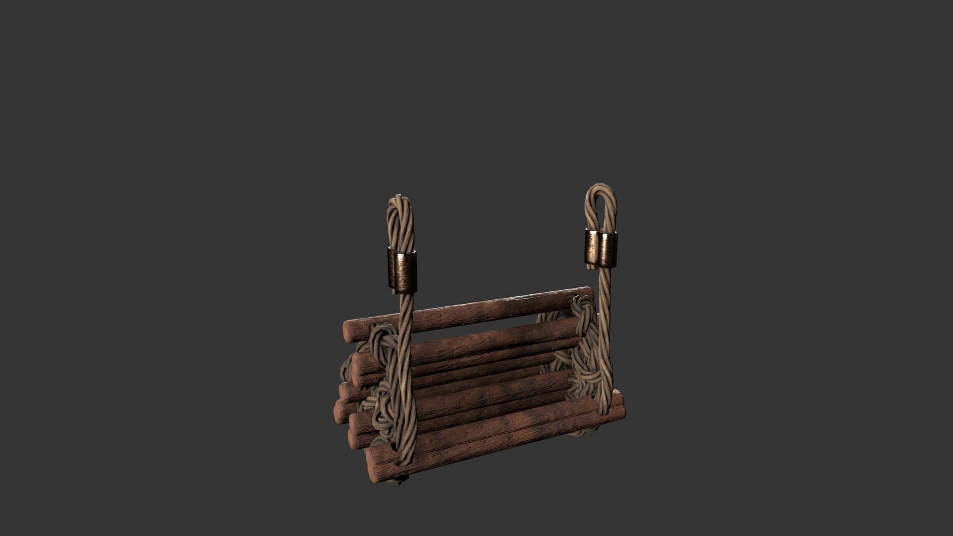 rope ladder Low-poly 3D model_3