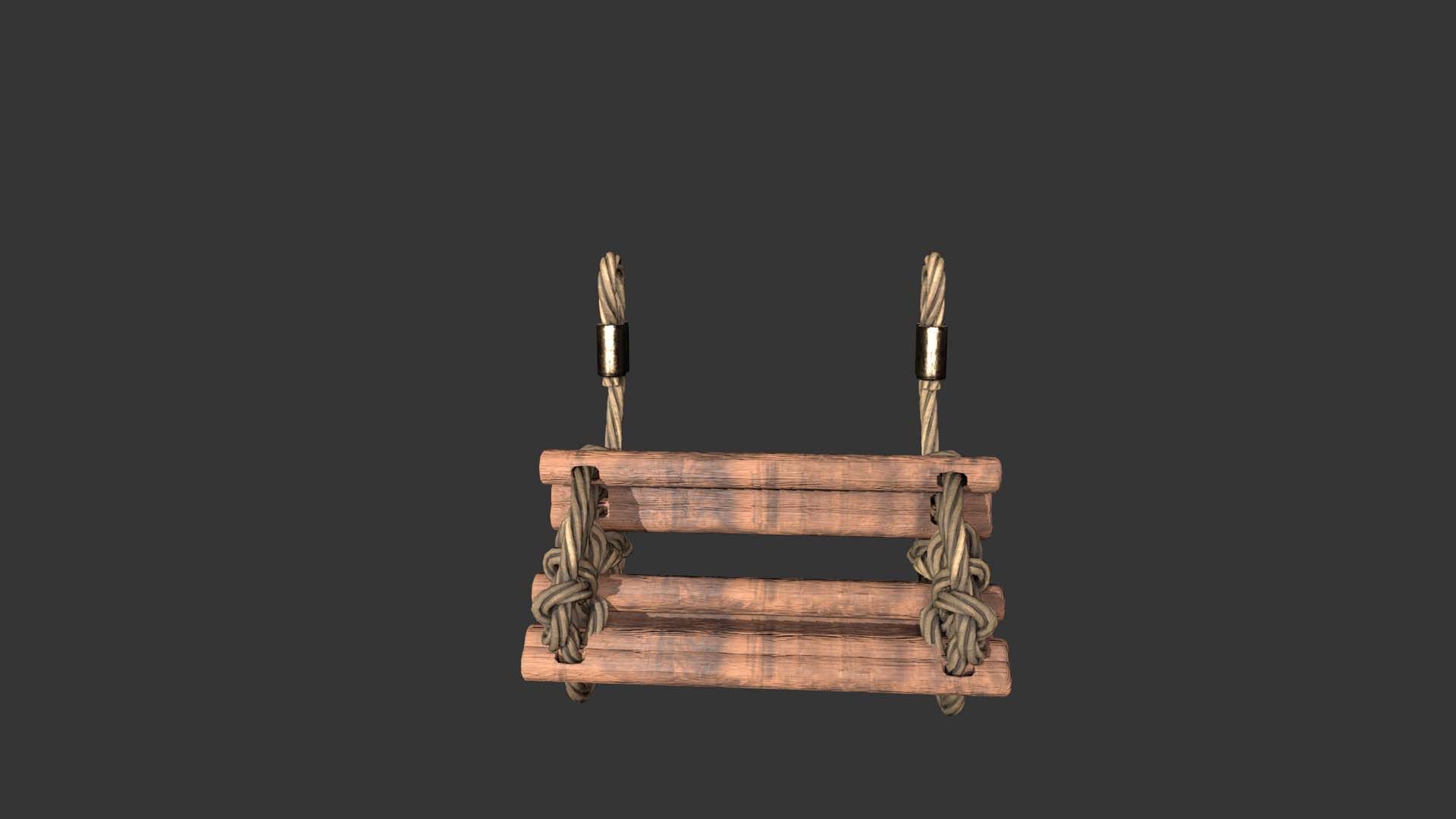rope ladder Low-poly 3D model_1