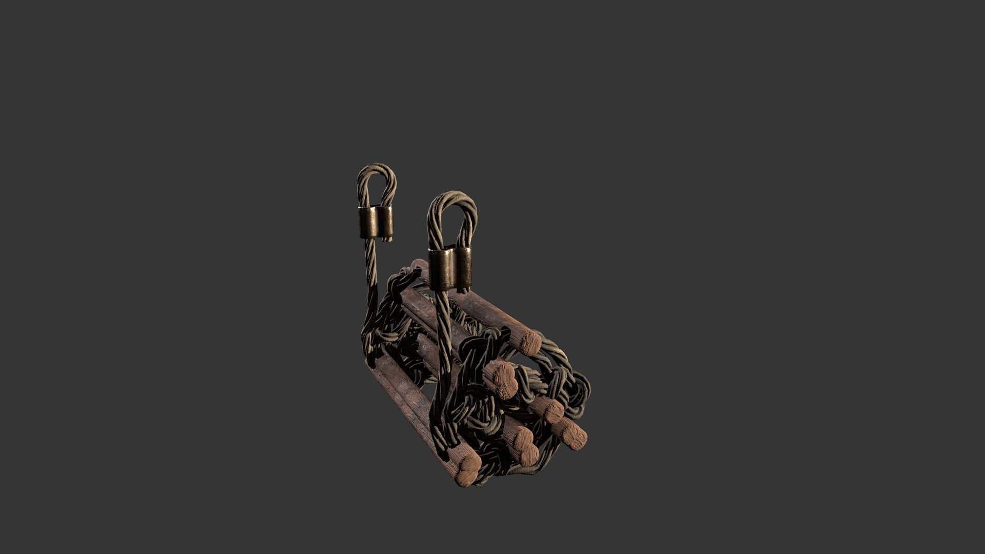 rope ladder Low-poly 3D model_4