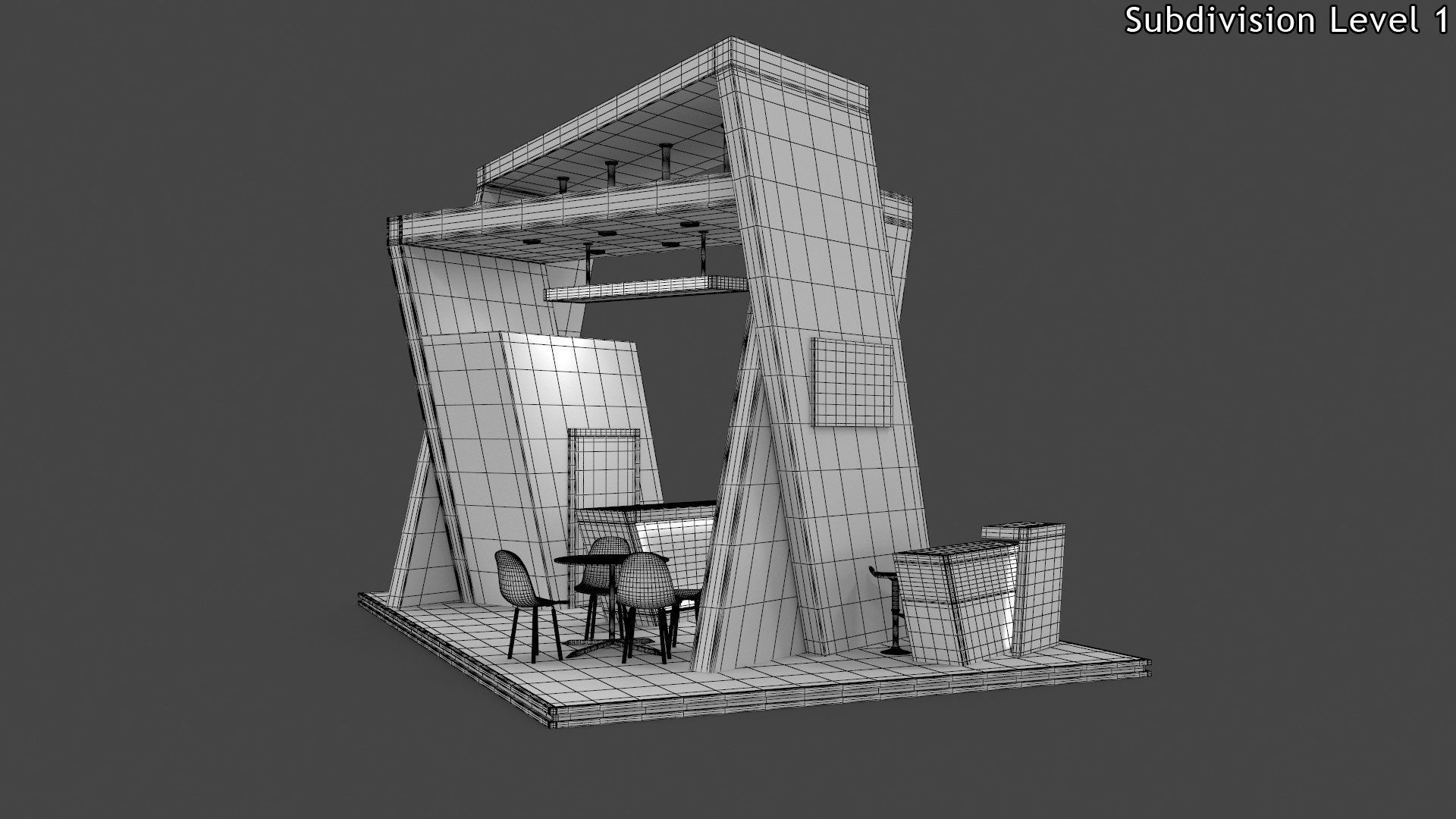 Exhibition Stand 2 Low-poly 3D model_7