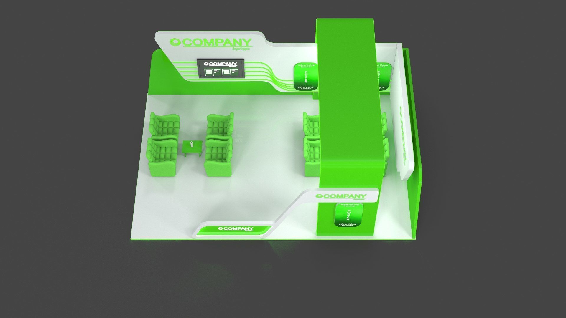 Exhibition Stand 1 Low-poly 3D model_4