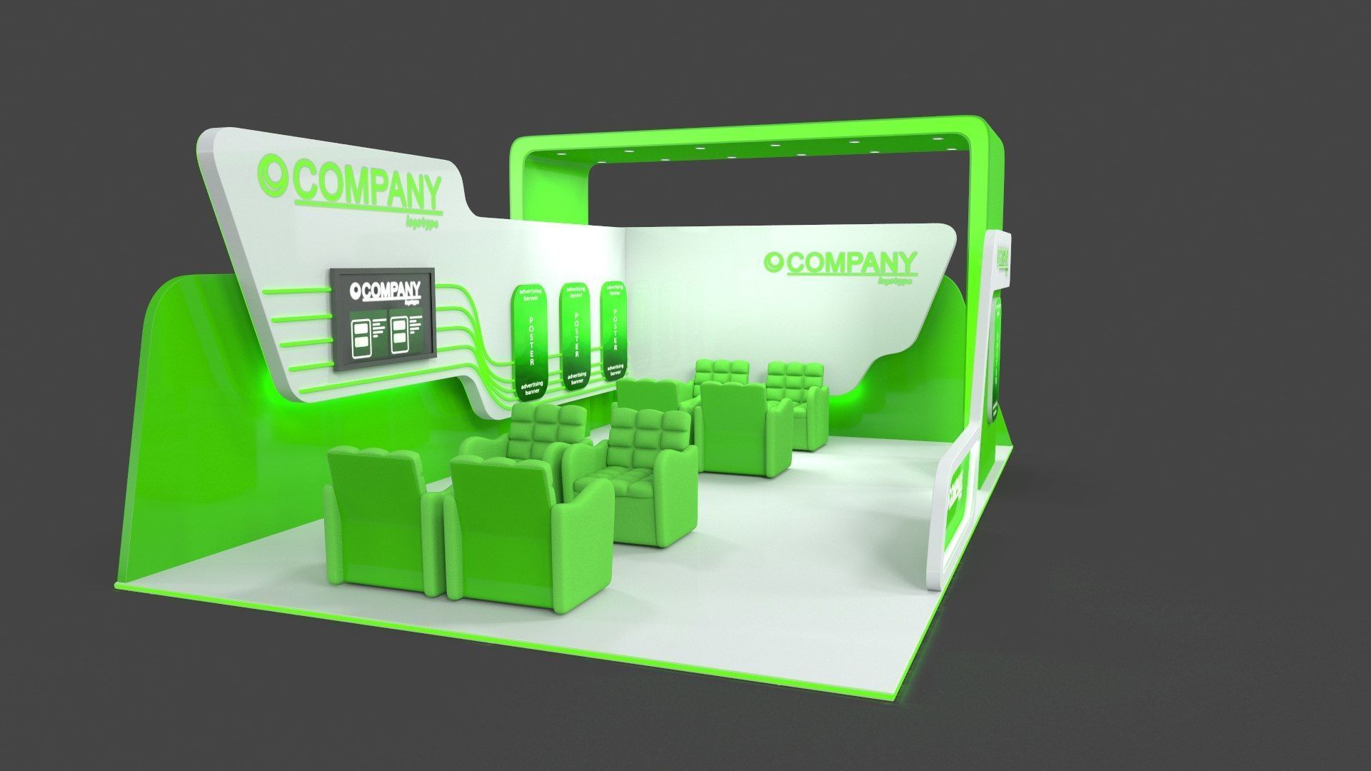 Exhibition Stand 1 Low-poly 3D model_1