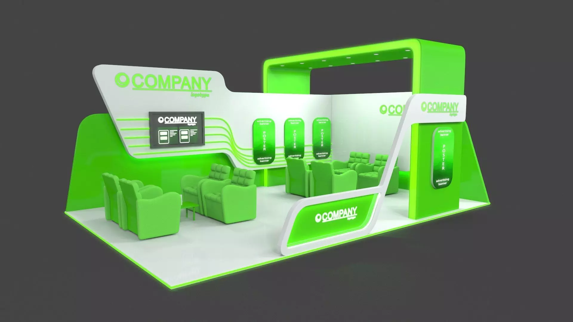 Exhibition Stand 1 Low-poly 3D model_0