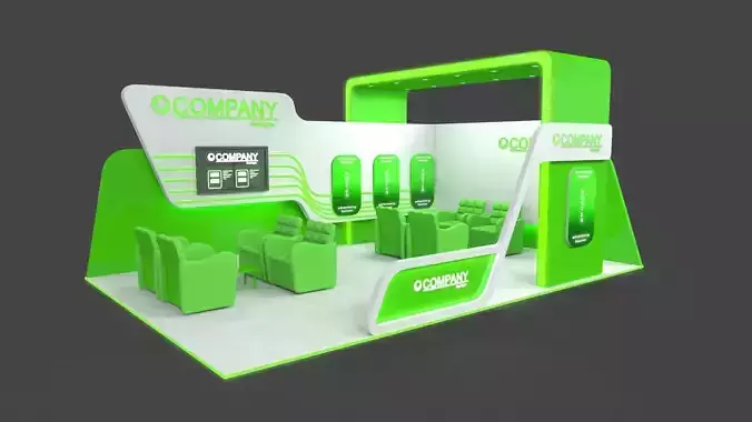 Exhibition Stand 1 Low-poly 3D model Exhibition Stand 1 Low-poly 3D model