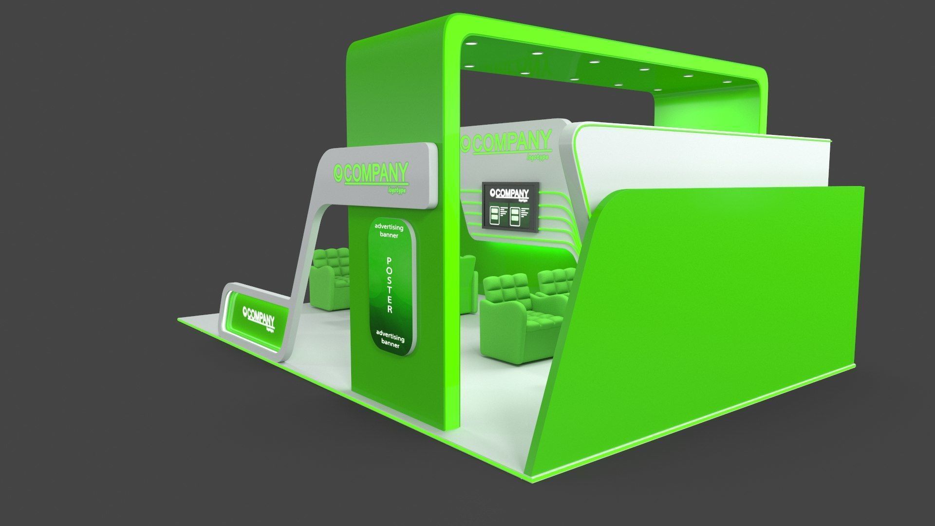Exhibition Stand 1 Low-poly 3D model_2