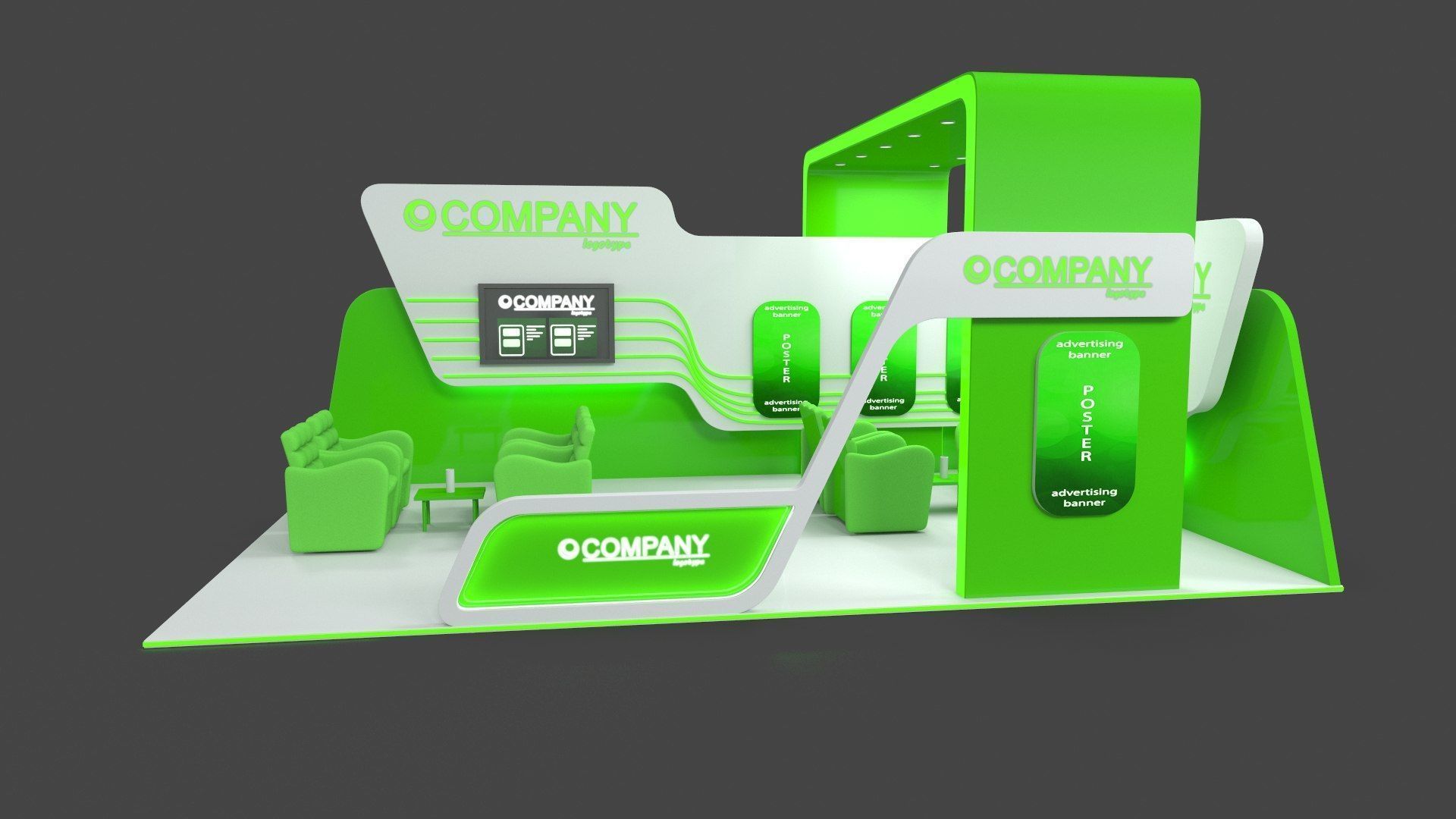 Exhibition Stand 1 Low-poly 3D model_3