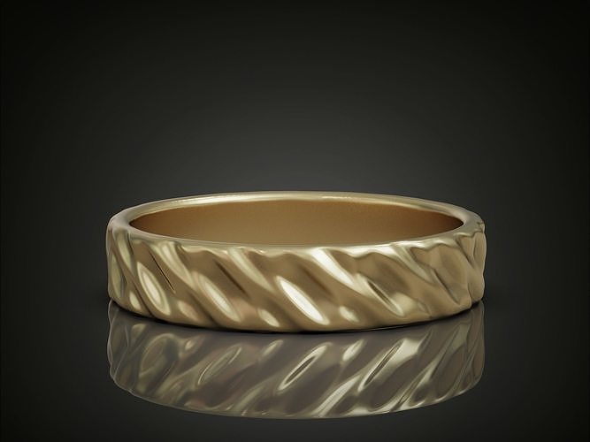 Wedding band ring diagonal twisted pattern 3D print model