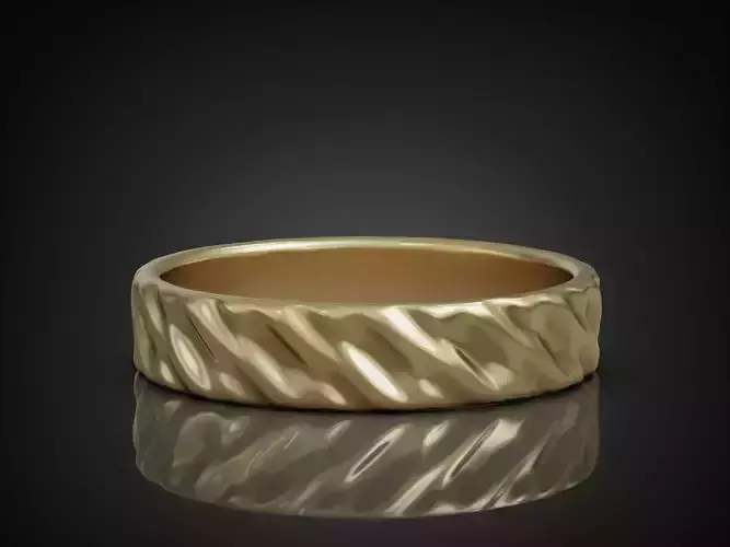 Wedding Band Ring with Diagonal Twisted Pattern for Couples 3D print model