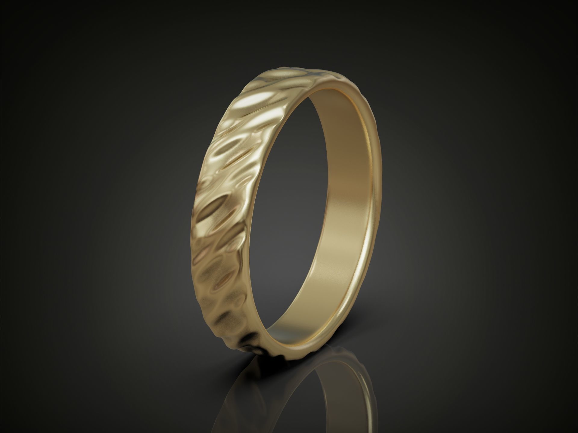 Wedding Band Ring with Diagonal Twisted Pattern for Couples 3D print model_3