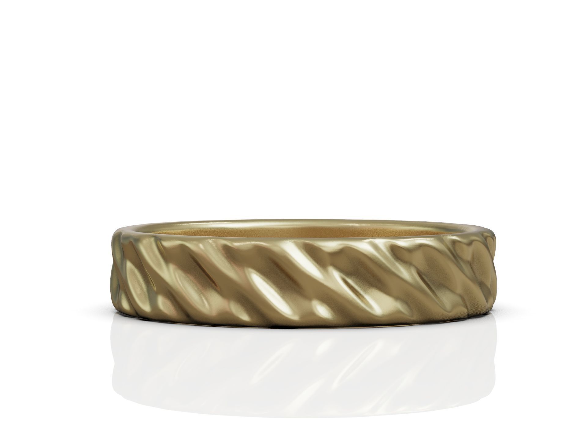 Wedding Band Ring with Diagonal Twisted Pattern for Couples 3D print model_5