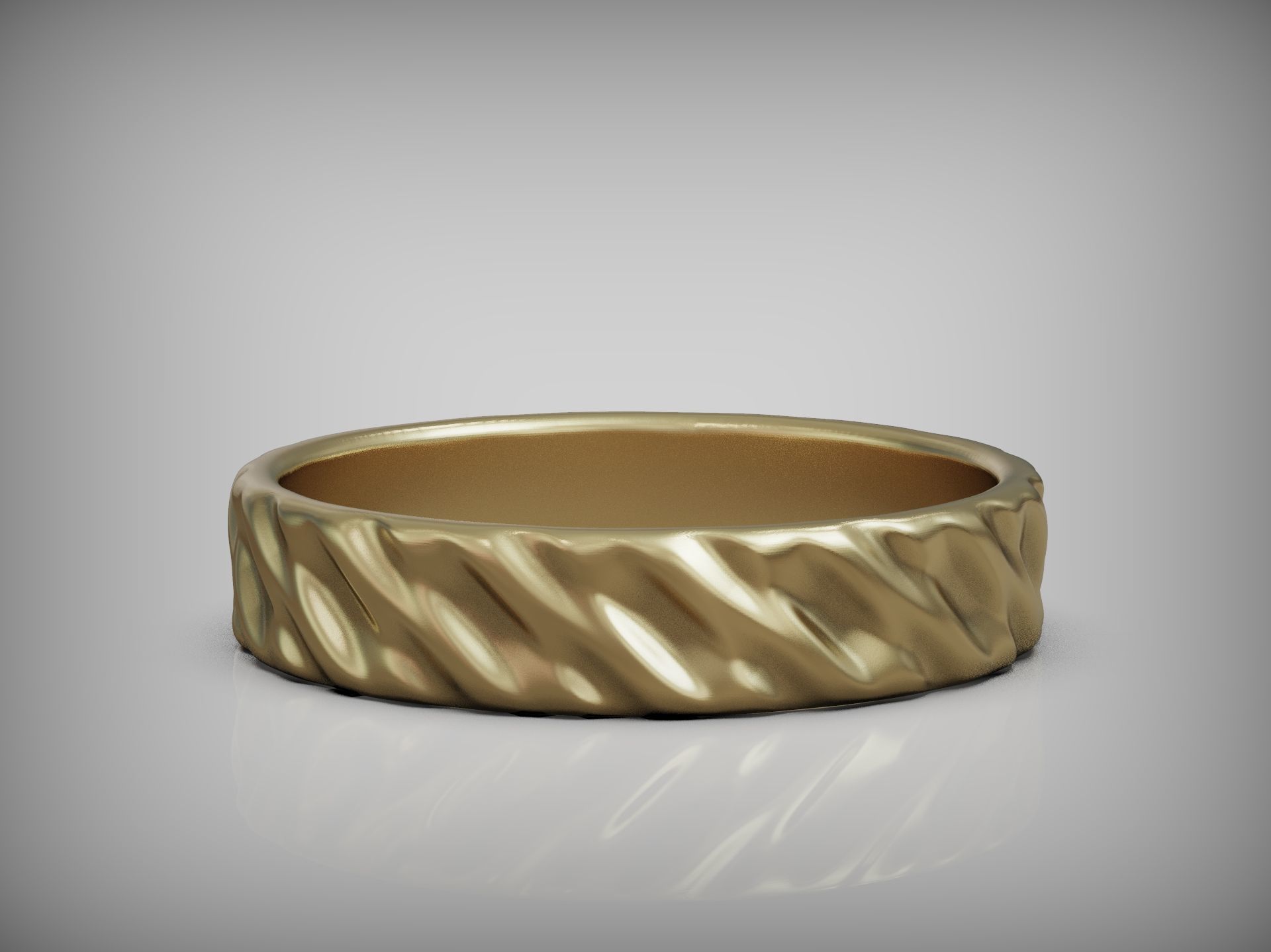 Wedding Band Ring with Diagonal Twisted Pattern for Couples 3D print model_11