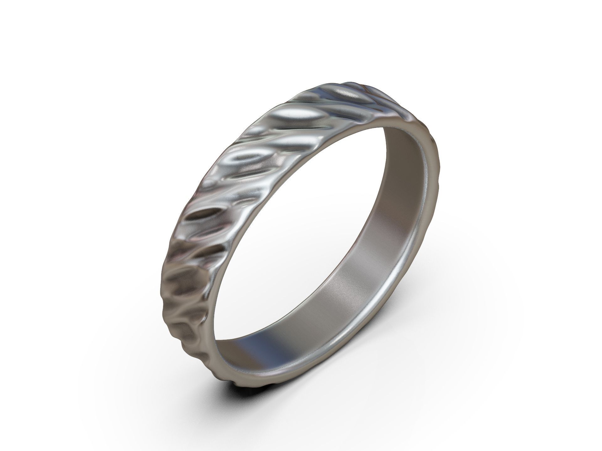 Wedding Band Ring with Diagonal Twisted Pattern for Couples 3D print model_6