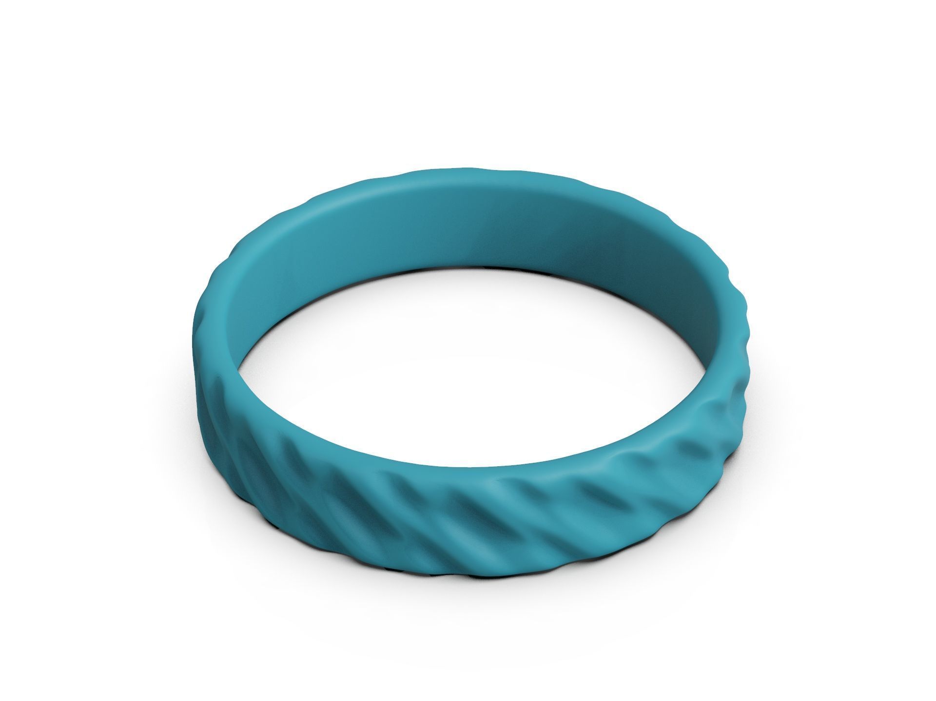 Wedding Band Ring with Diagonal Twisted Pattern for Couples 3D print model_12