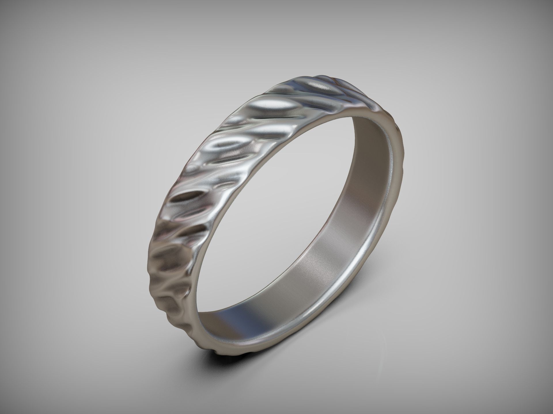 Wedding Band Ring with Diagonal Twisted Pattern for Couples 3D print model_8
