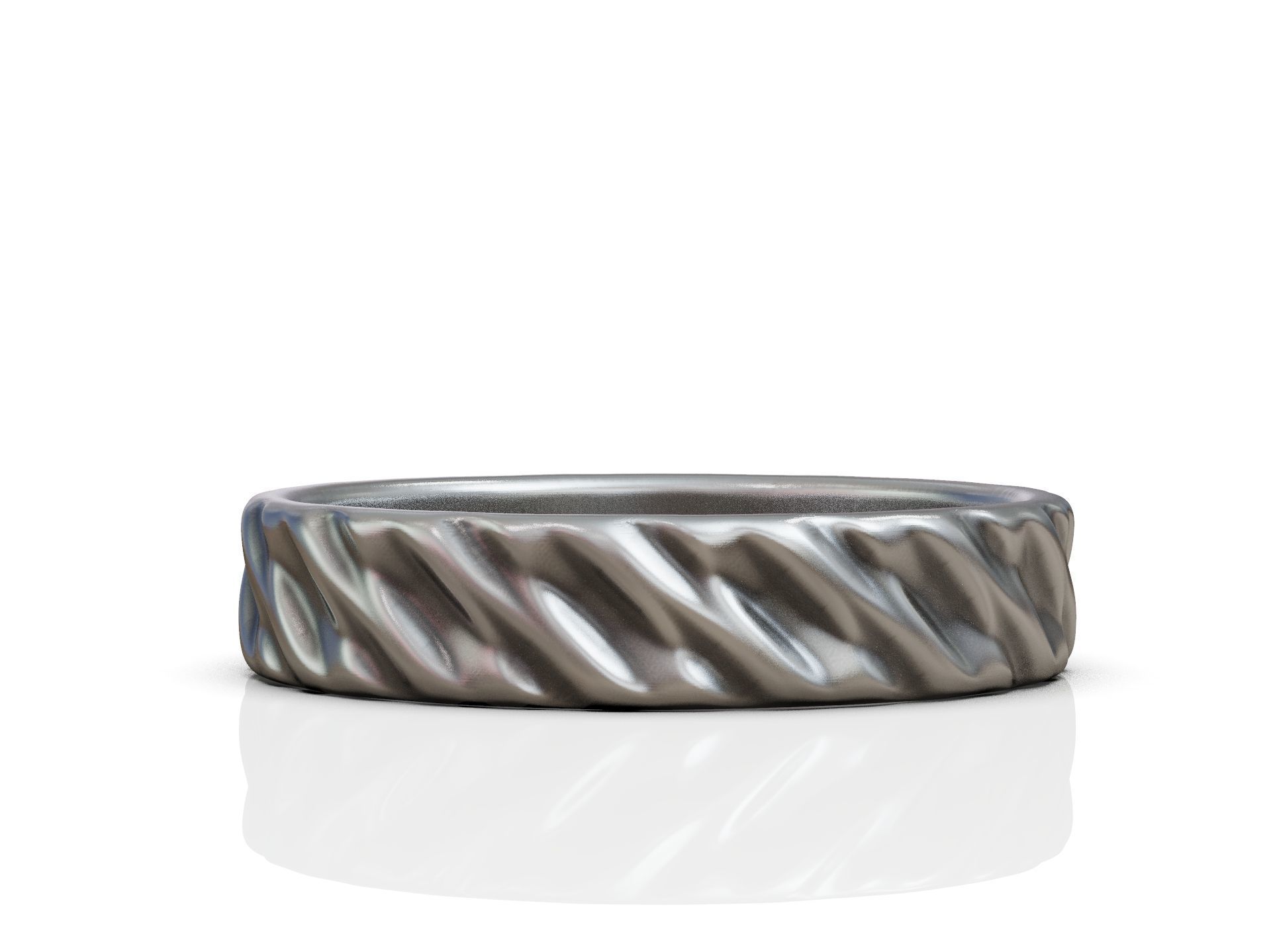 Wedding Band Ring with Diagonal Twisted Pattern for Couples 3D print model_4