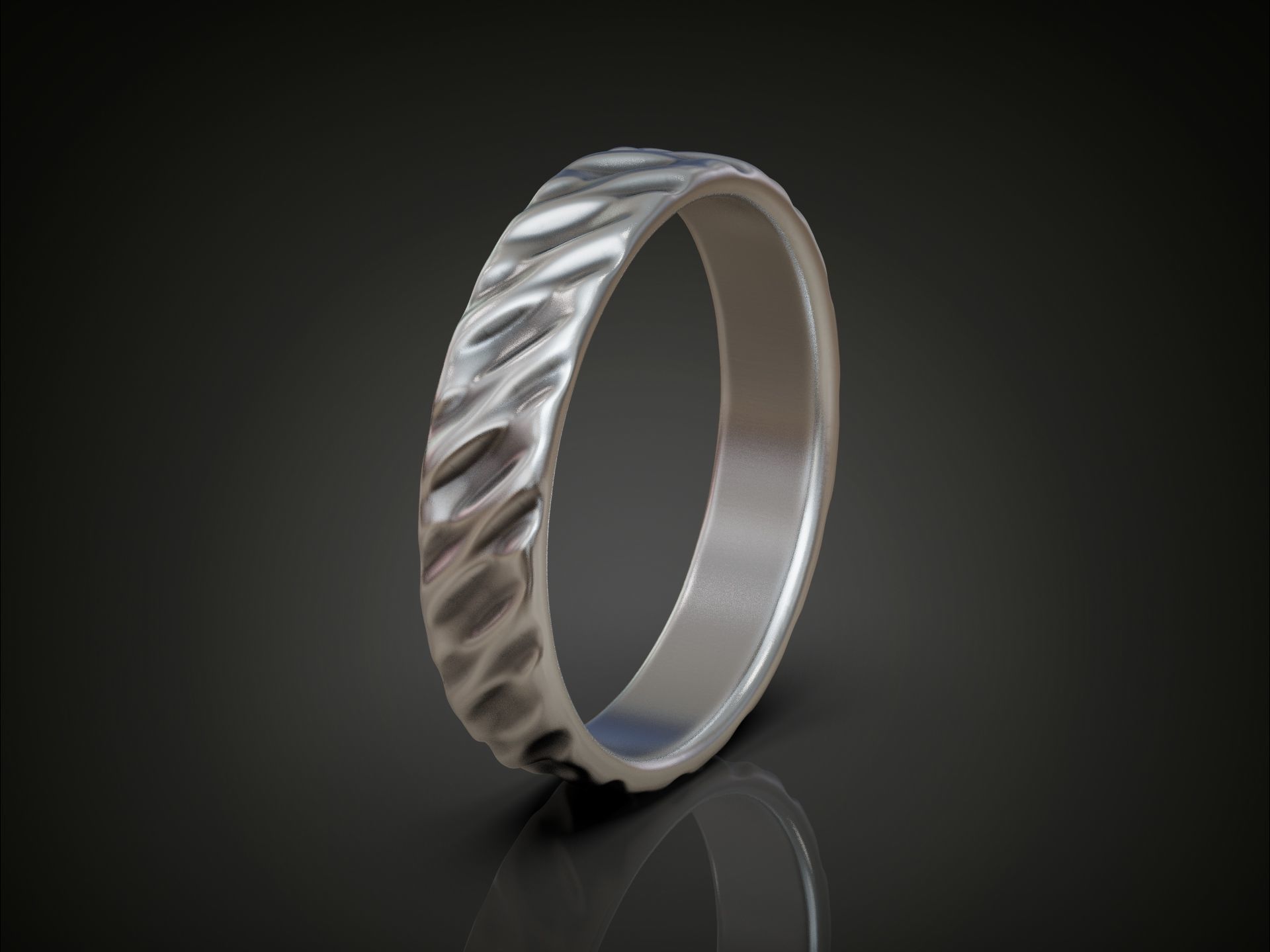 Wedding Band Ring with Diagonal Twisted Pattern for Couples 3D print model_2