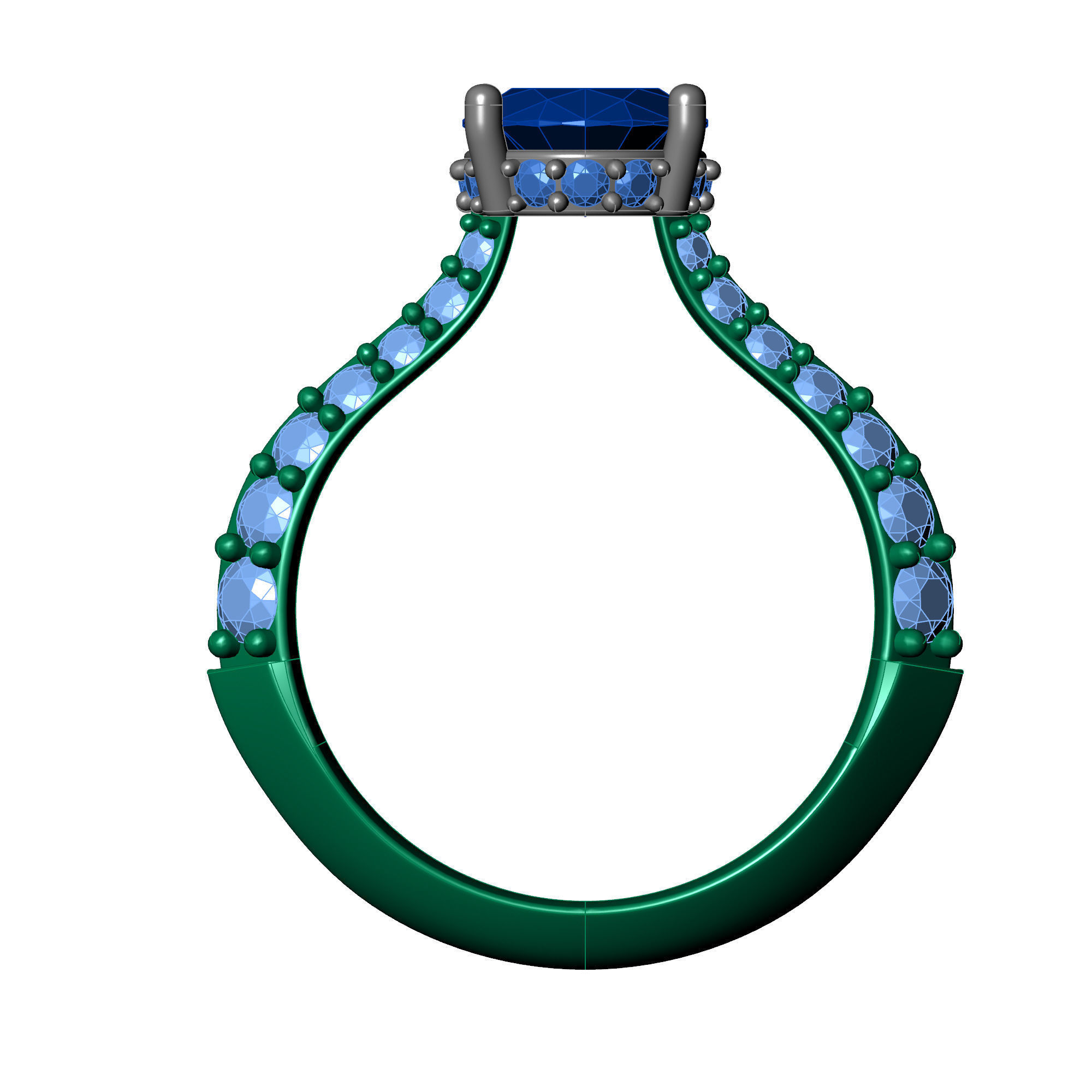 Central Stone Curve Ring 3D print model_4