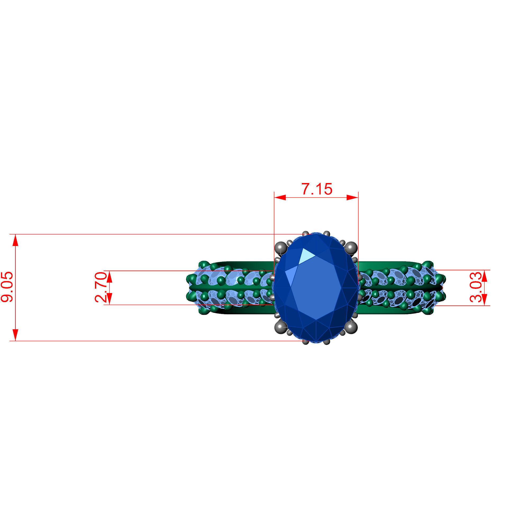 Central Stone Curve Ring 3D print model_5
