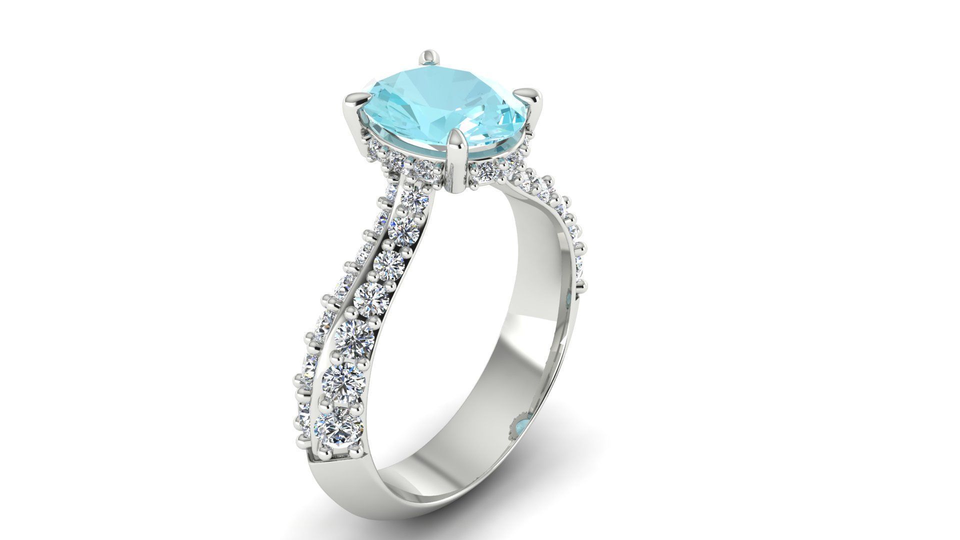 Central Stone Curve Ring 3D print model_1