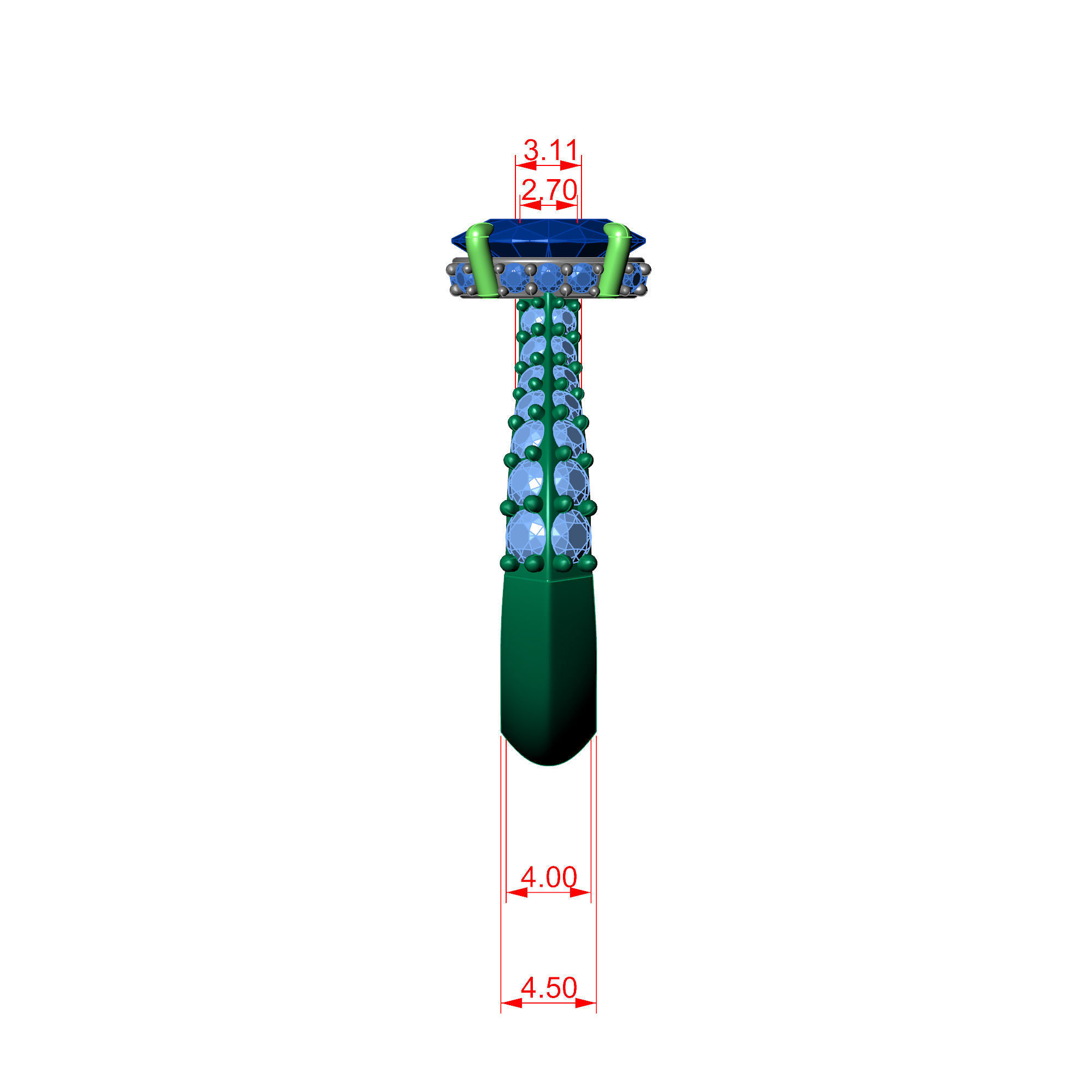 Central Stone Curve Ring 3D print model_7