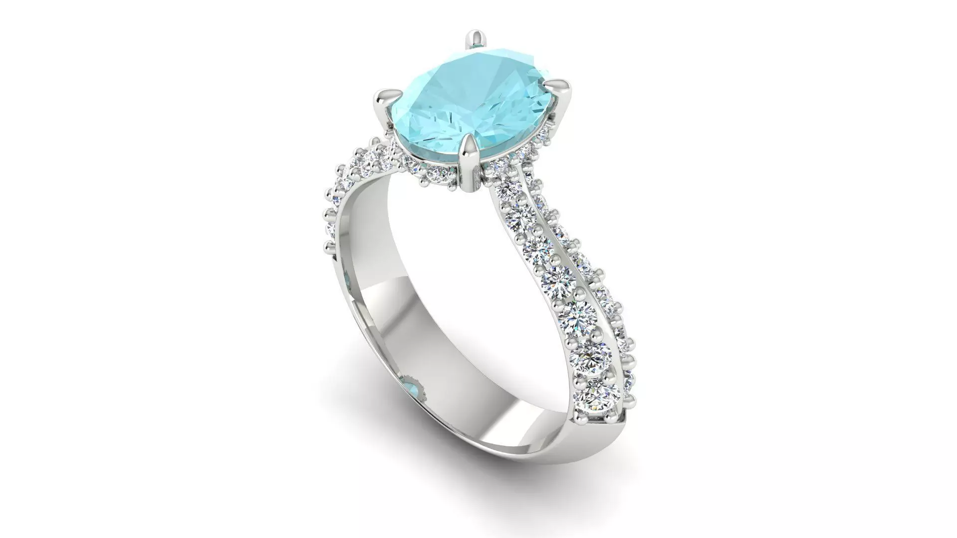 Central Stone Curve Ring 3D print model_0