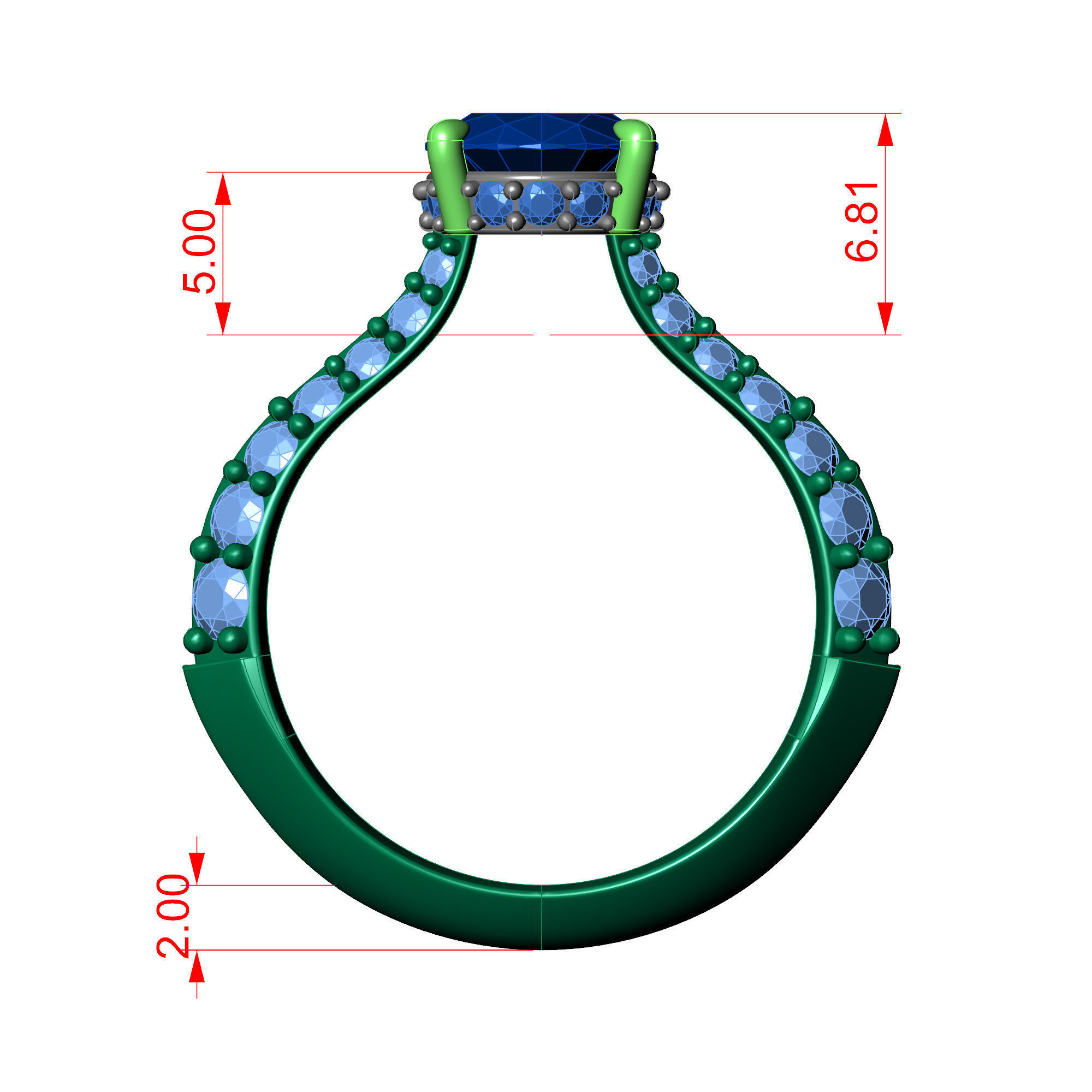 Central Stone Curve Ring 3D print model_6