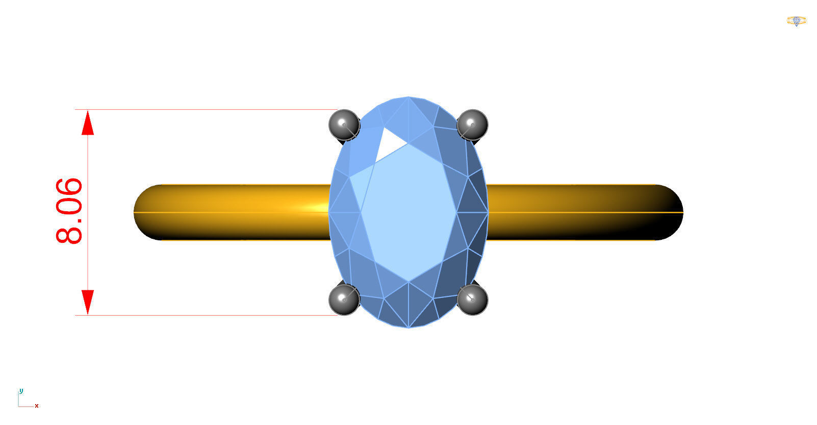 Oval solitaire Ring 3D print model_5