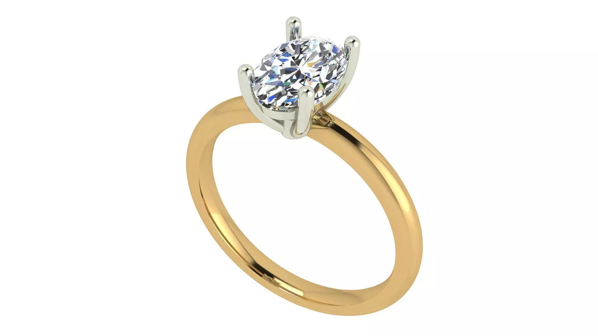 Oval solitaire Ring 3D print model_0