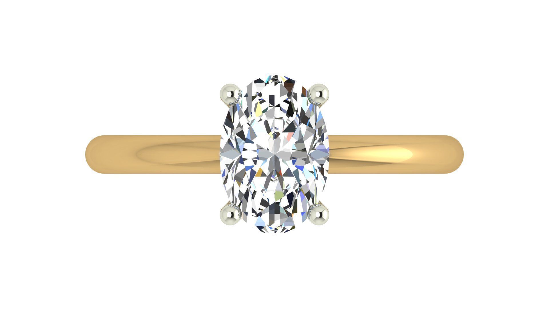 Oval solitaire Ring 3D print model_1