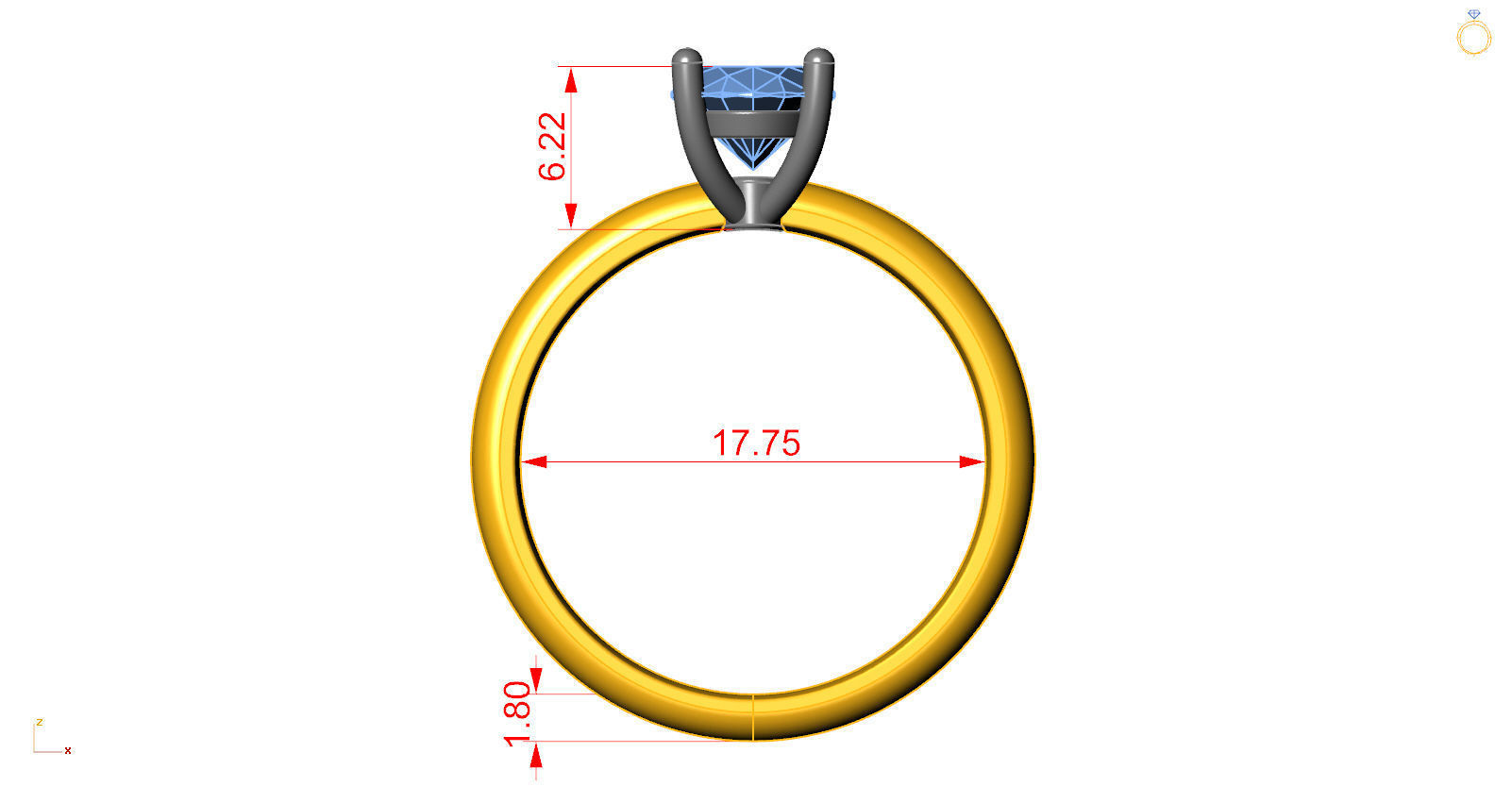 Oval solitaire Ring 3D print model_4