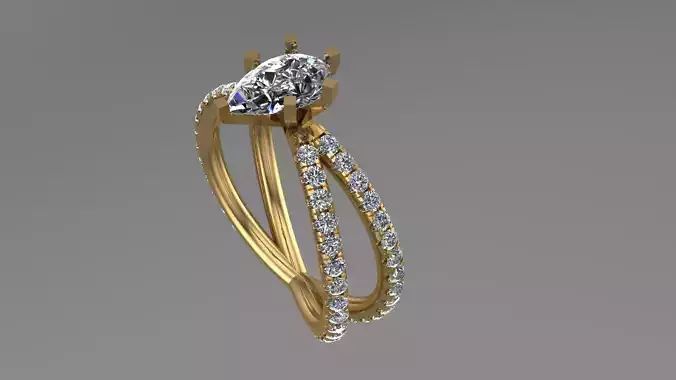 Diamond classic Ring to print 3 Sizes