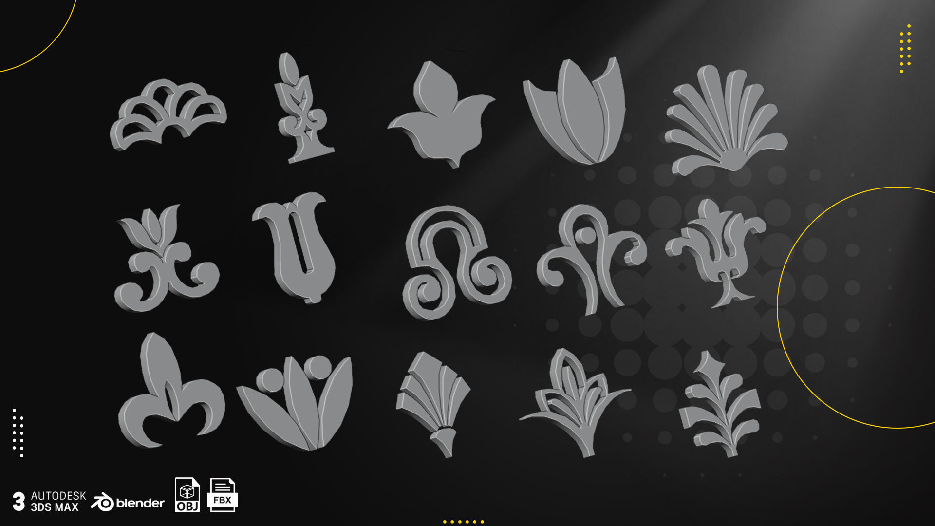 72 Architectural Elements Low-poly 3D model_2