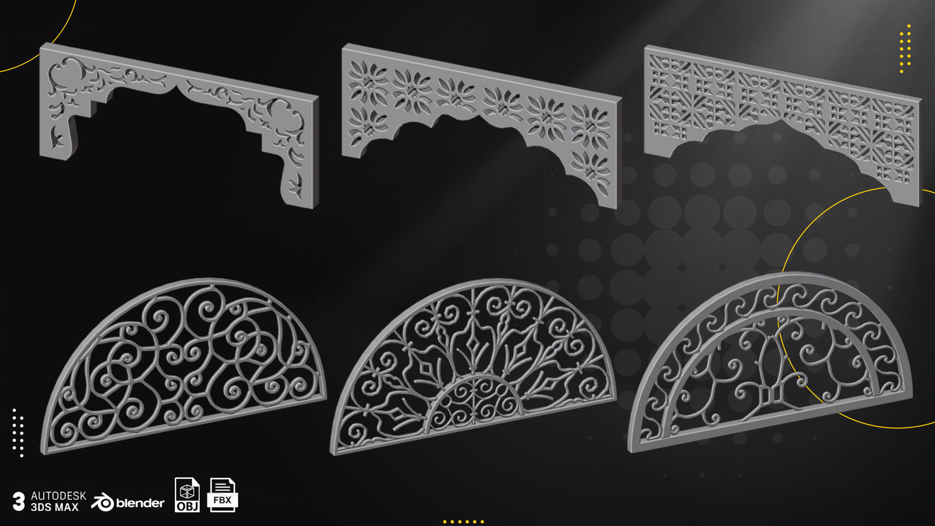 72 Architectural Elements Low-poly 3D model_1