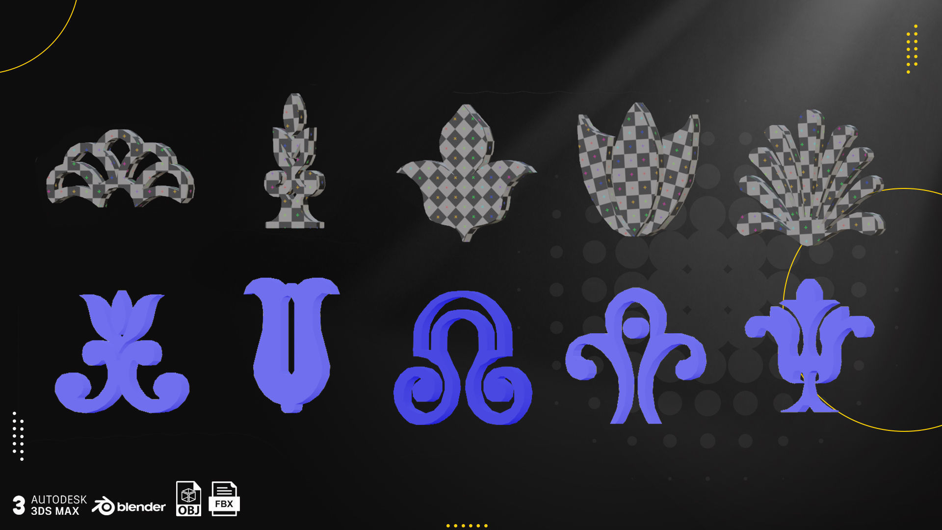 72 Architectural Elements Low-poly 3D model_4