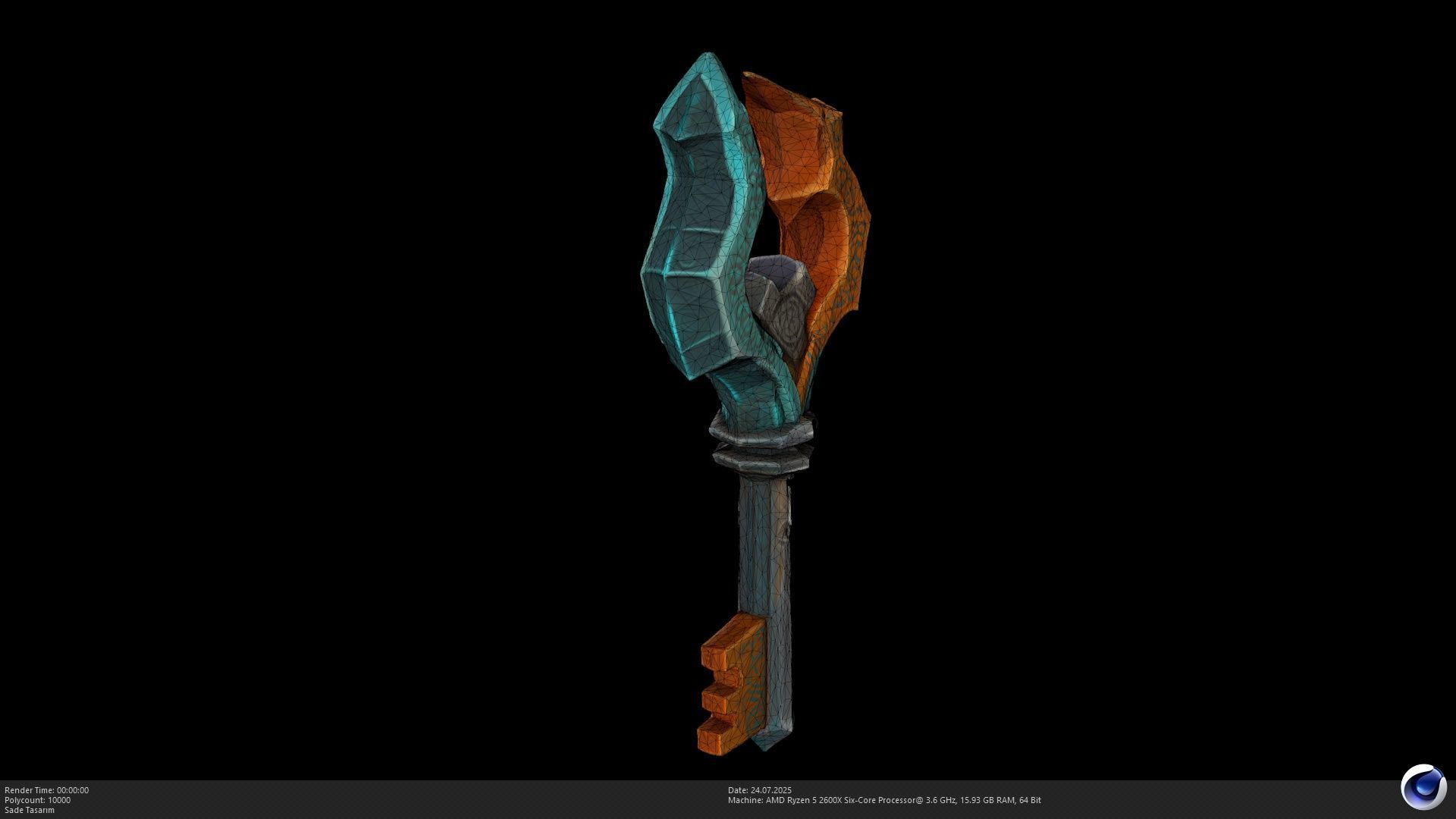 Stylized Ethereal Key 3D Model - AI Low-poly 3D model_5
